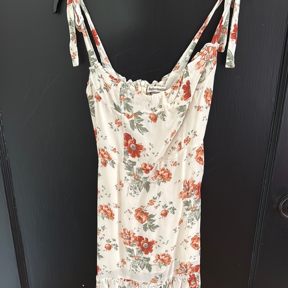 Reformation Floral Dress with Tie Straps